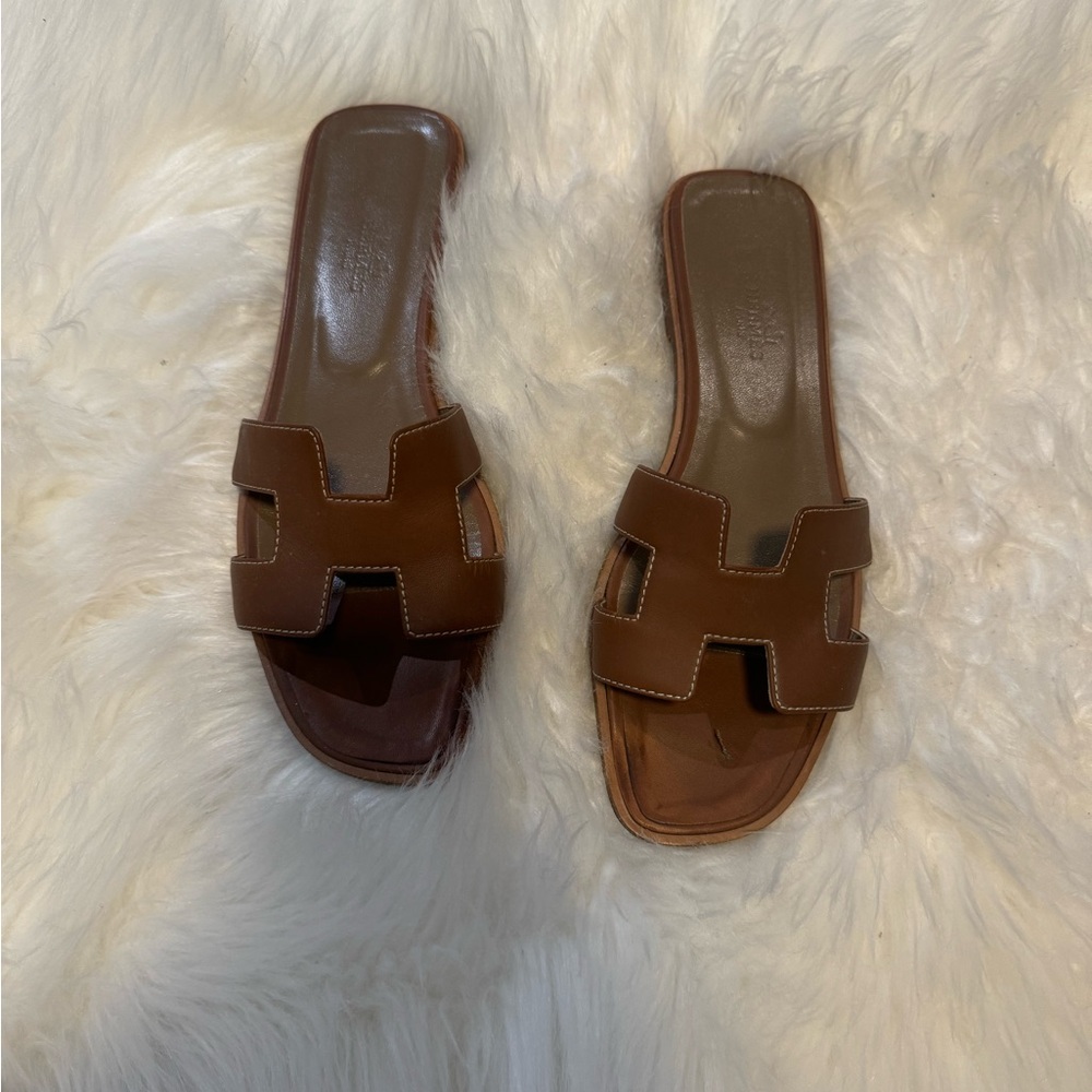 Back Available - Hermès Oran Sandal - brown leather sandals - gently used